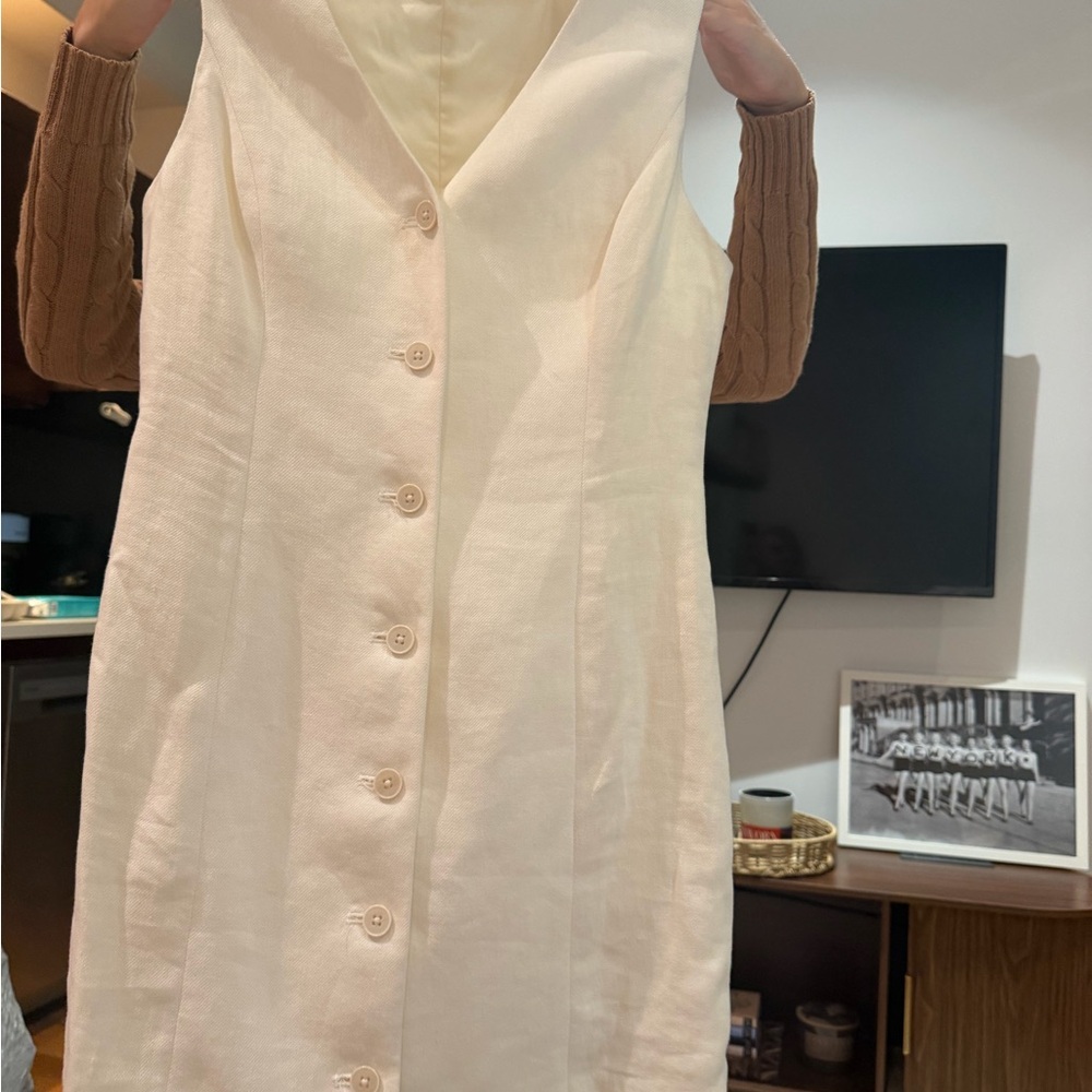 ARITIZA NEVER WORN Sleeveless Cream Button-Front Dress